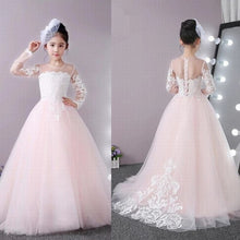 Load image into Gallery viewer, Kids Flower Girl Dresses For Wedding Formal Lace Long Sleeve Princess Pageant First Communion Dresses Vestidos Largos De Flores