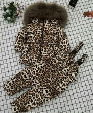 Load image into Gallery viewer, - 30 Real Raccoon Fur Winter Children mother Hooded Warm Down jackets Coat Snow Wear Print Parka Down Coat
