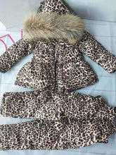 Load image into Gallery viewer, - 30 Real Raccoon Fur Winter Children mother Hooded Warm Down jackets Coat Snow Wear Print Parka Down Coat
