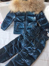 Load image into Gallery viewer, - 30 Real Raccoon Fur Winter Children mother Hooded Warm Down jackets Coat Snow Wear Print Parka Down Coat
