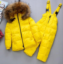 Load image into Gallery viewer, - 30 Real Raccoon Fur Winter Children mother Hooded Warm Down jackets Coat Snow Wear Print Parka Down Coat
