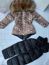 Load image into Gallery viewer, - 30 Real Raccoon Fur Winter Children mother Hooded Warm Down jackets Coat Snow Wear Print Parka Down Coat
