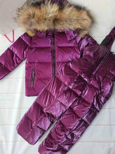 Load image into Gallery viewer, - 30 Real Raccoon Fur Winter Children mother Hooded Warm Down jackets Coat Snow Wear Print Parka Down Coat
