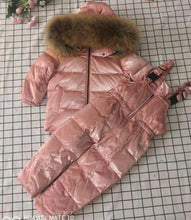 Load image into Gallery viewer, - 30 Real Raccoon Fur Winter Children mother Hooded Warm Down jackets Coat Snow Wear Print Parka Down Coat
