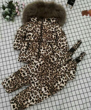 Load image into Gallery viewer, - 30 Real Raccoon Fur Winter Children mother Hooded Warm Down jackets Coat Snow Wear Print Parka Down Coat
