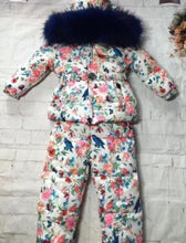 Load image into Gallery viewer, - 30 Real Raccoon Fur Winter Children mother Hooded Warm Down jackets Coat Snow Wear Print Parka Down Coat
